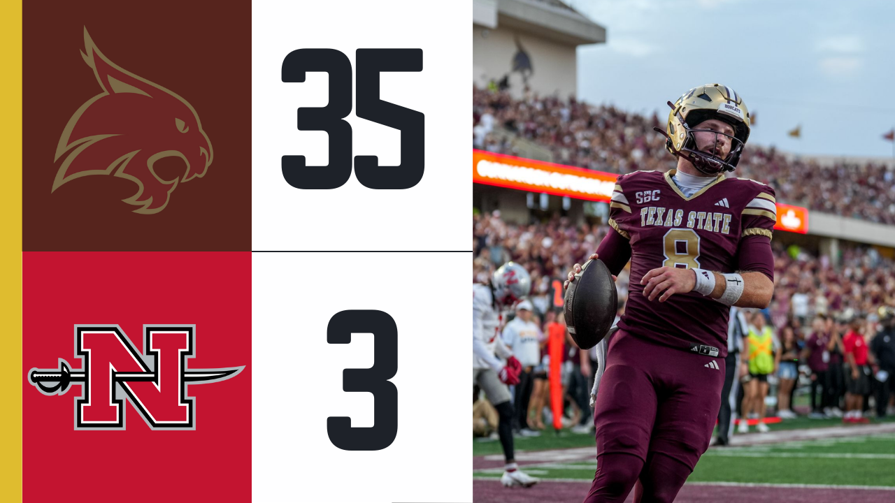 Texas State defeated Nicholls 35-3 in the "Battle for the Paddle"
