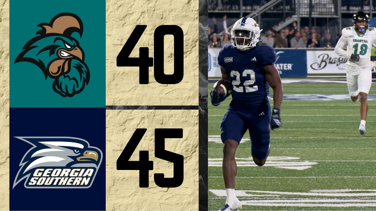 Georgia Southern got a much needed win Saturday night in Statesboro 45-40 over Coastal Carolina to improve the Eagles to five wins