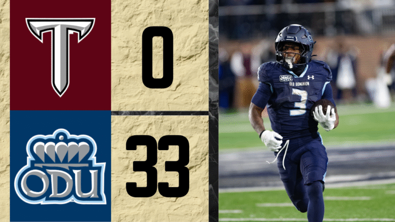 Old Dominion made the outcome clear early on Thursday night, shutting out Troy 33–0 at S.B. Ballard Stadium