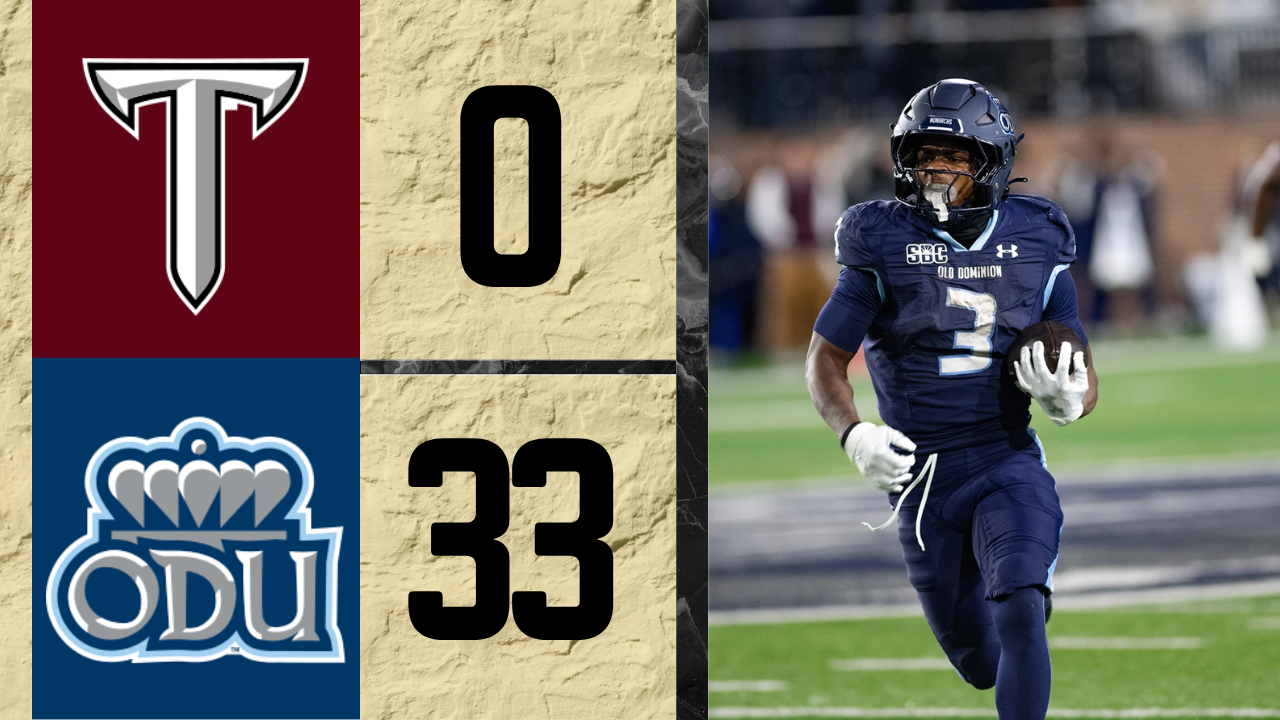 Old Dominion made the outcome clear early on Thursday night, shutting out Troy 33–0 at S.B. Ballard Stadium