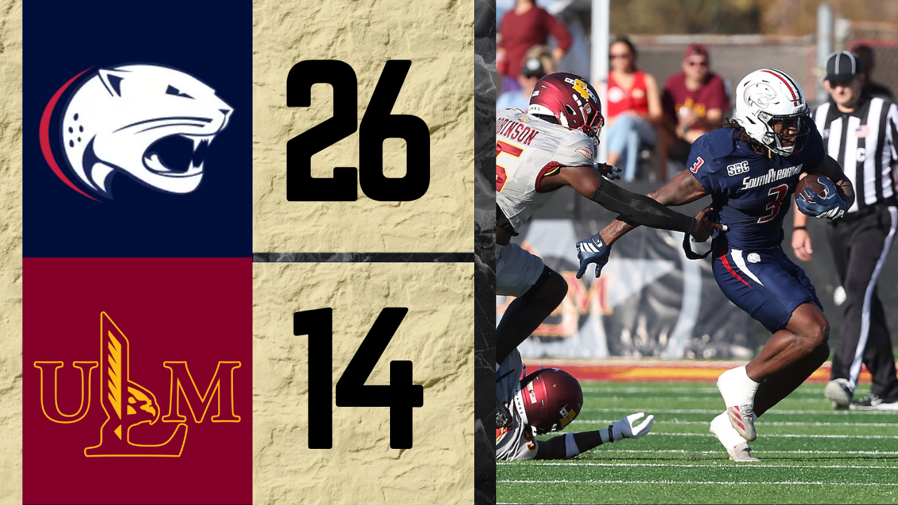 South Alabama defeats ULM 26-14, after outscoring ULM 26-0 at the conclusion of the first quarter