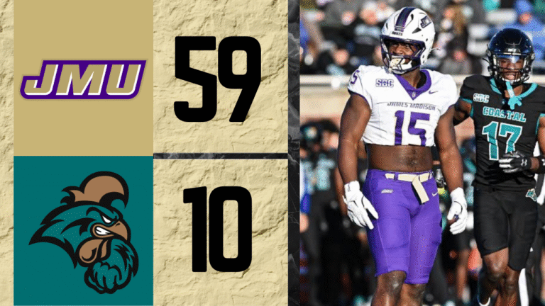 James Madison dominates on both sides of the ball in a resounding 59-10 victory